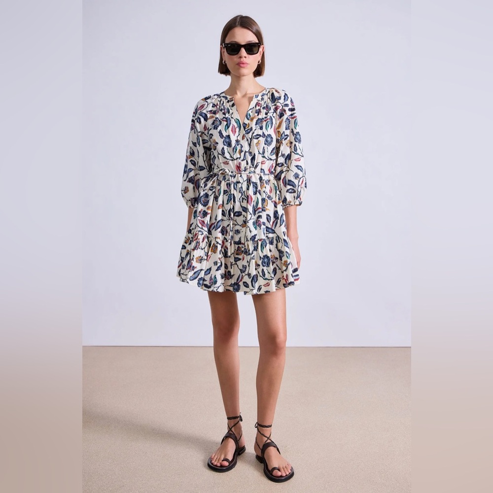 Apiece Apart MINI MITTE DRESS in Garden Floral Cream